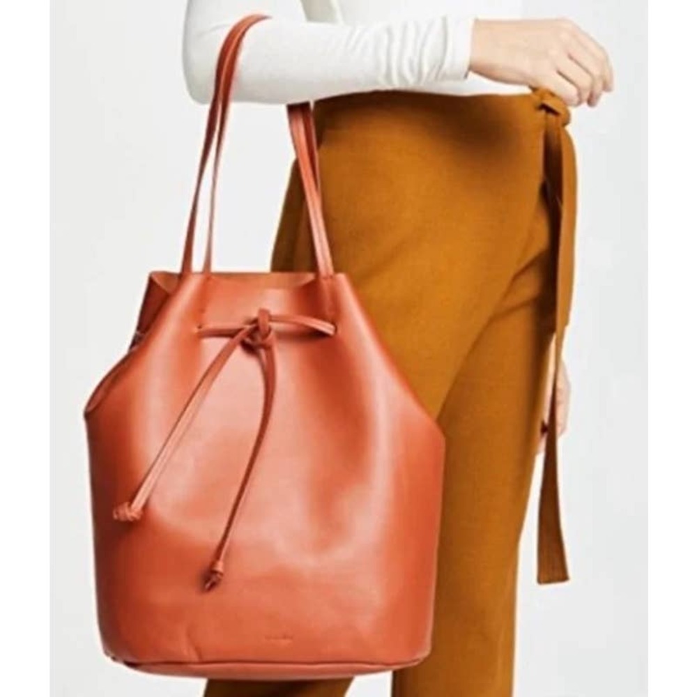Steven Alan Dylan Drawstring Leather Tote In Orange